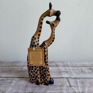 Asia Overland Hand Carved Wood Giraffes Statue Figurine Painted Brown NEW NWT